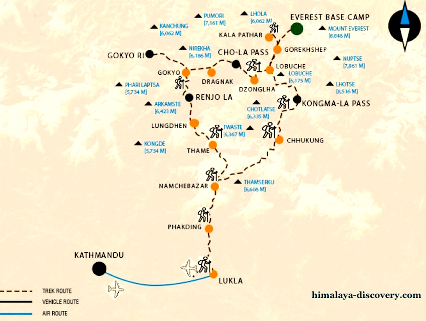Everest Three Passes Trek 17 Days Itinerary, Map - Ultimate Trek