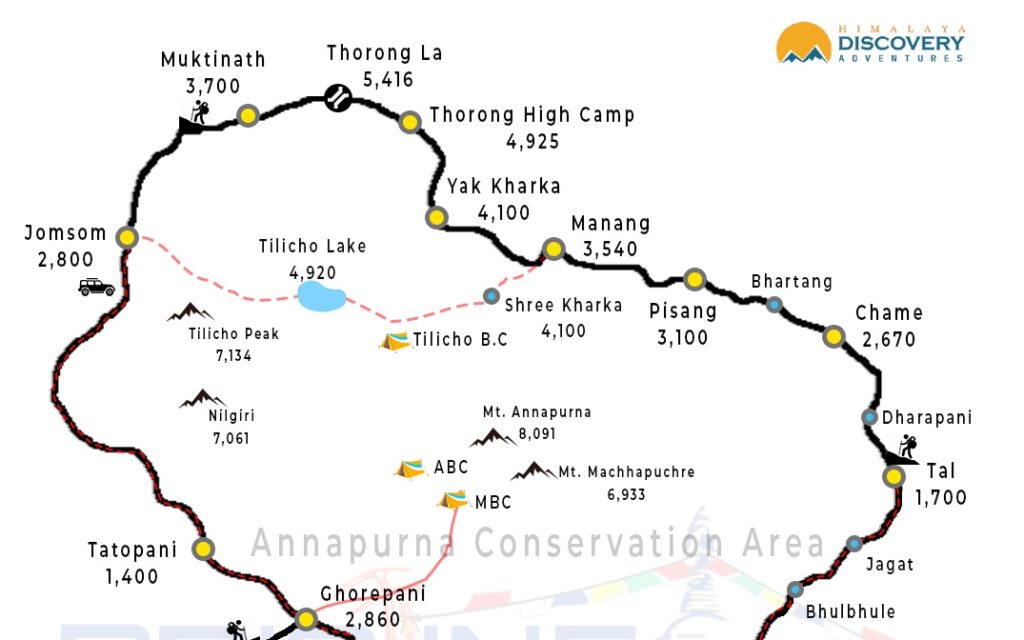 Evenement efficiënt Kruik Annapurna Circuit Trek Map - Route Variations & Guide